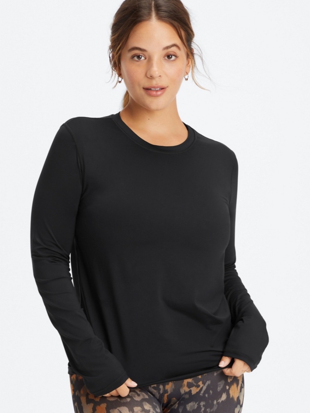 Fabletics Black Long Sleeve Crew Tee